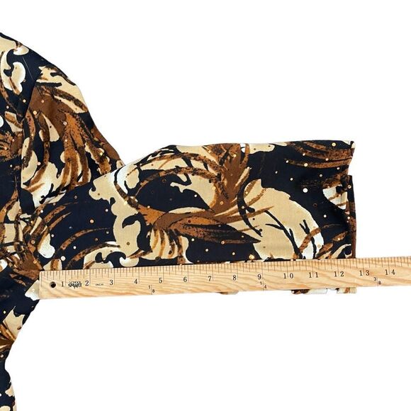 Alfred Dunner Open Blazer Brown Cream Abstract Floral Metallic Jacket Women's 8 - Picture 9 of 9